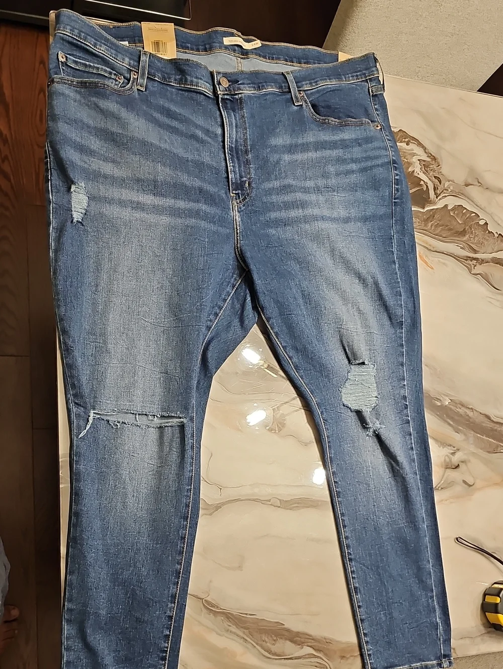 Levi's - Women's Slim Distressed Blue Jeans - Picture 1 of 9